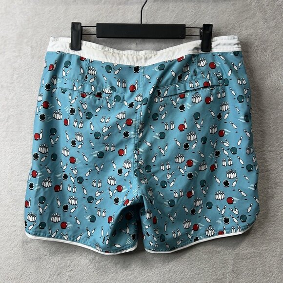 Penguin Swim Trunk Men’s 32 Bowling Pin Novelty Printed Beach Swim Shorts - Picture 2 of 11